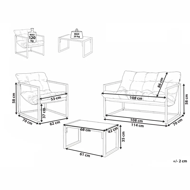 Sofagruppe udendørs med bord 4-personers Garda - Grøn/Hvid - Have - Udendørs miljø - Altan & terrasse - Altanmøbler