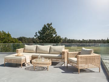 Sofagruppe udendørs med bord 4-personers Calasetta højrevendt kunstflet - Beige - Havemøbler - Loungemøbler - Sofagrupper udendørs