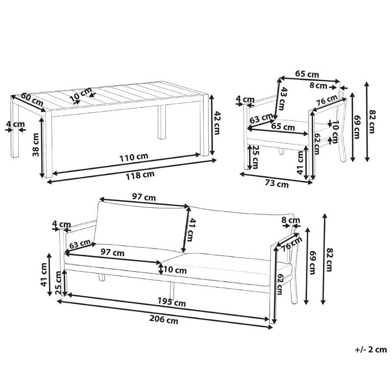 Sofagruppe udendørs med bord 5-personers Oneta - Brun/Beige - Have - Udendørs miljø - Altan & terrasse - Altanmøbler
