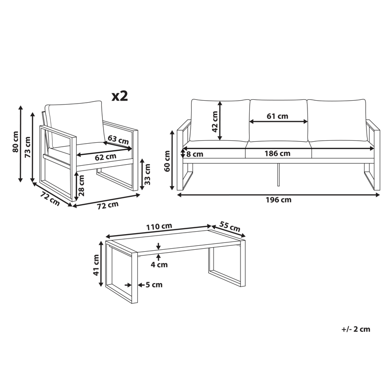 Sofagruppe udendørs med bord 5-personers Gelso - Grå/Brun - Have - Udendørs miljø - Altan & terrasse - Altanmøbler