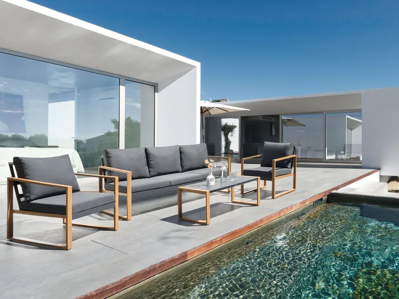 Sofagruppe udendørs med bord 5-personers Gelso - Grå/Brun - Have - Udendørs miljø - Altan & terrasse - Altanmøbler