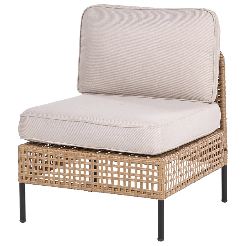 Sofagruppe udendørs med bord 6-personers Omegana modulær kunstflet - Beige/Sort - Have - Udendørs miljø - Altan & terrasse - Altanmøbler