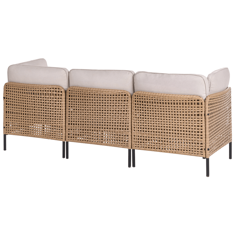 Sofagruppe udendørs med bord 6-personers Omegana modulær kunstflet - Beige/Sort - Have - Udendørs miljø - Altan & terrasse - Altanmøbler