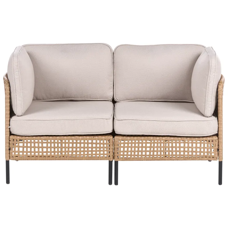 Sofagruppe udendørs med bord 6-personers Omegana modulær kunstflet - Beige/Sort - Have - Udendørs miljø - Altan & terrasse - Altanmøbler