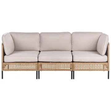 Sofagruppe udendørs med bord 6-personers Omegana modulær kunstflet - Beige/Sort - Havemøbler - Loungemøbler - Sofagrupper udendørs