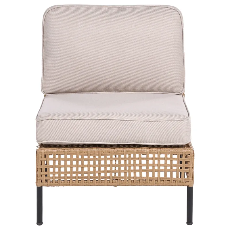 Sofagruppe udendørs med bord 6-personers Omegana modulær kunstflet - Beige/Sort - Have - Udendørs miljø - Altan & terrasse - Altanmøbler