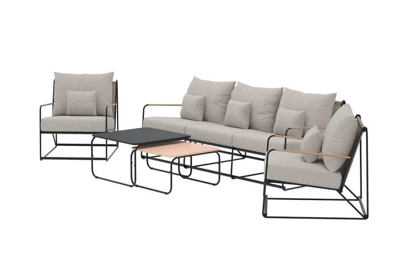 Sofagruppe Palazzo 3-personers sofa + 2 lænestole med bord til udendørs - Sort - Have - Udendørs miljø - Altan & terrasse - Altanmøbler