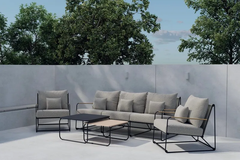 Sofagruppe Palazzo 3-personers sofa + 2 lænestole med bord til udendørs, Sort