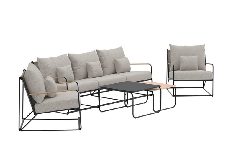 Sofagruppe Palazzo 3-personers sofa + 2 lænestole med bord til udendørs - Sort - Have - Udendørs miljø - Altan & terrasse - Altanmøbler