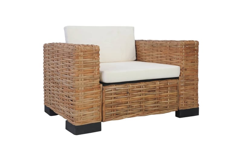 sofasæt 3 dele med hynder naturlig rattan - Brun - Altanmøbler - Sofagrupper udendørs - Loungesæt