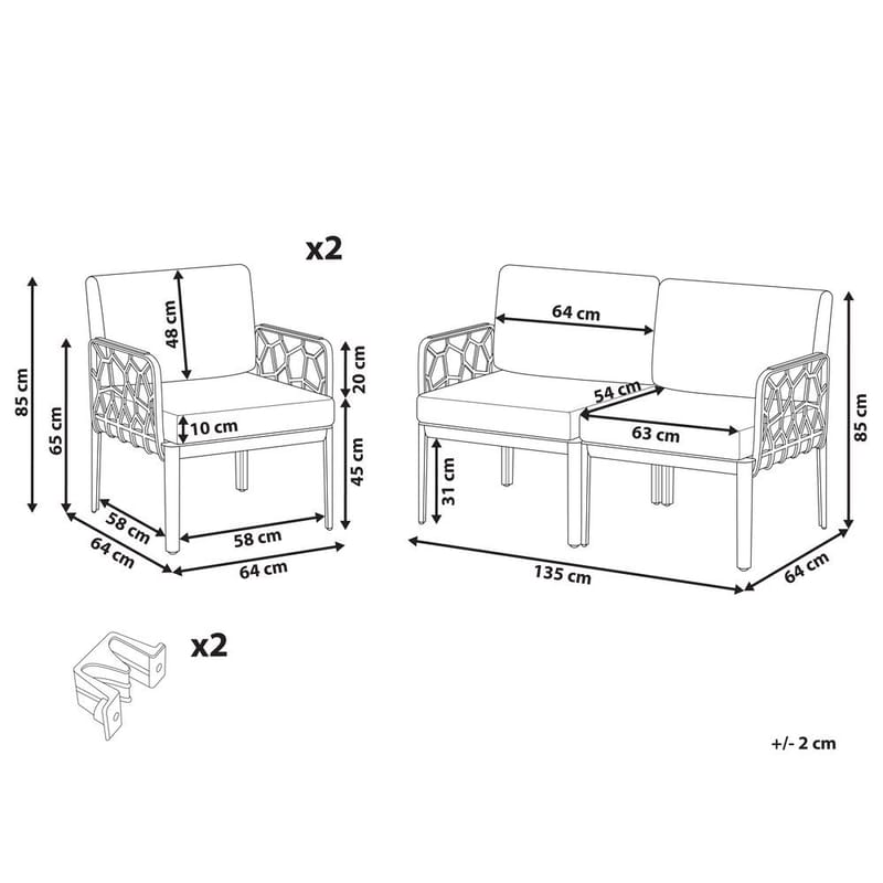 Sofasæt Eriche - Beige, brun - Have - Udendørs miljø - Altan & terrasse - Altanmøbler