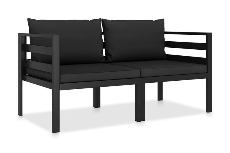 Sofasæt Til Haven med Hynder 2 Dele Aluminium Antracitgrå - Grå - Altanmøbler - Sofagrupper udendørs - Loungesæt