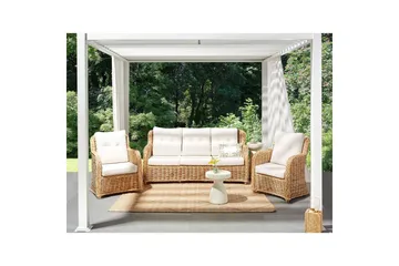 Soffgrupp Beliani Alessano Natural||White - Havemøbler - Loungemøbler - Sofagrupper udendørs