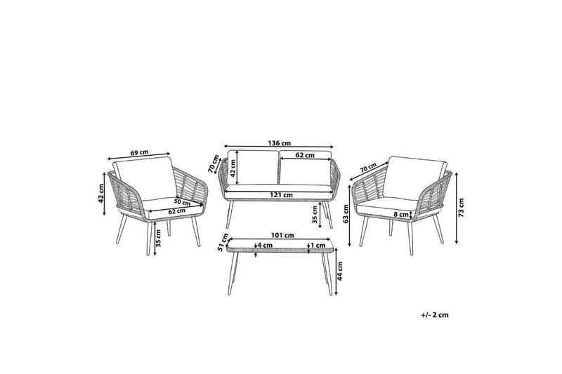 Soffgrupp Beliani Corinth Ii Natural||Grey||Black||Beige - Havemøbler - Loungemøbler - Sofagrupper udendørs