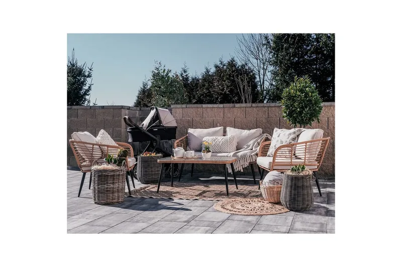 Soffgrupp Beliani Corinth Ii Natural||Grey||Black||Beige - Havemøbler - Loungemøbler - Sofagrupper udendørs