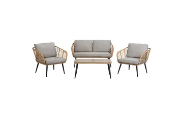 Soffgrupp Beliani Corinth Ii Natural||Grey||Black||Beige - Havemøbler - Loungemøbler - Sofagrupper udendørs