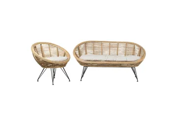 Soffgrupp Beliani Maratea 2-Sits Natural||Black||Beige - Havemøbler - Loungemøbler - Sofagrupper udendørs