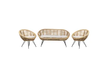 Soffgrupp Beliani Maratea 4-Sits Natural||Black||Beige - Havemøbler - Loungemøbler - Sofagrupper udendørs