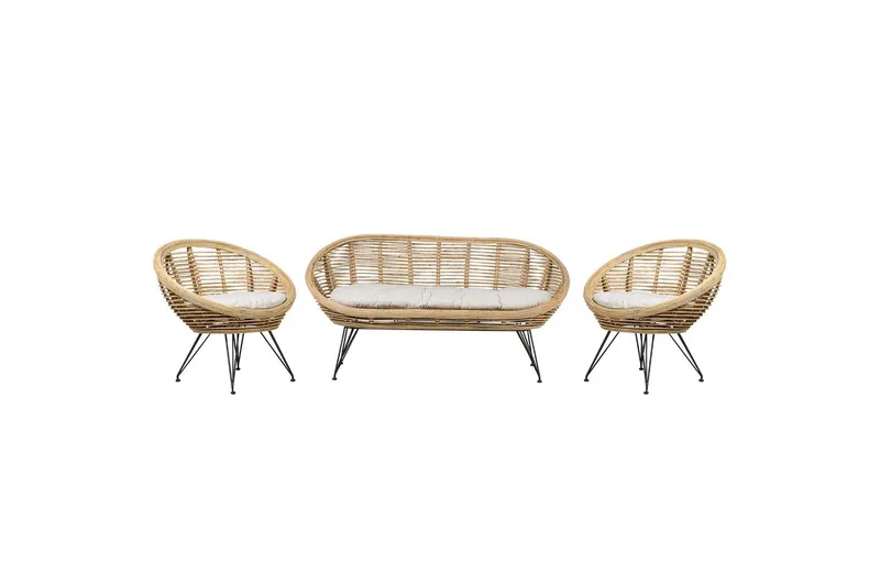Soffgrupp Beliani Maratea 4-Sits Natural||Black||Beige, undefined