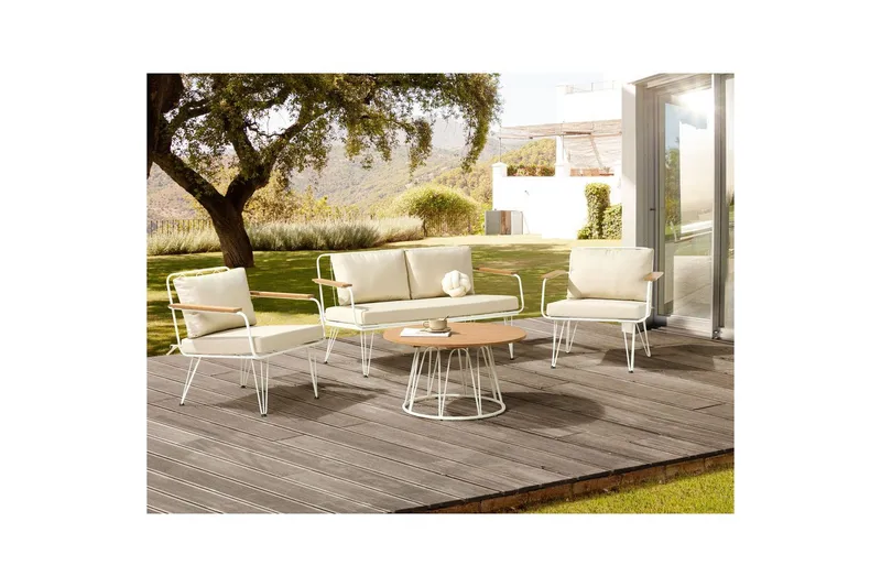 Soffgrupp Beliani Montesilvano Beige||White||Light wood - Havemøbler - Loungemøbler - Sofagrupper udendørs
