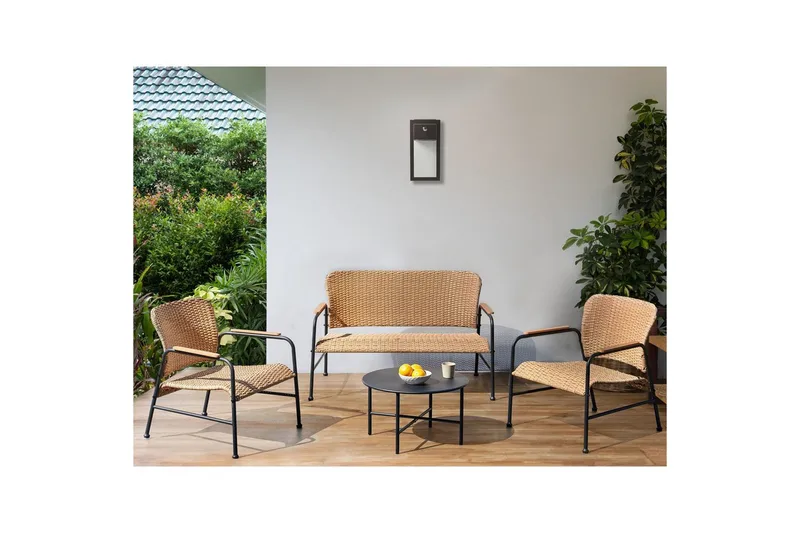 Soffgrupp Beliani Ofanto Natural||Black - Havemøbler - Loungemøbler - Sofagrupper udendørs