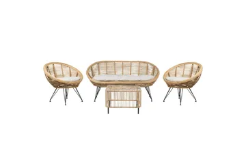 Soffgrupp med bord Beliani Maratea/Cesenatico Natural||Black||Beige - Havemøbler - Loungemøbler - Sofagrupper udendørs