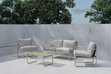 Thassos sofagruppe 2-personers sofa + 2 lænestole med bord udendørs - Beige - Havemøbler - Loungemøbler - Sofagrupper udendørs