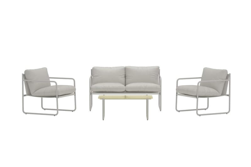 Thassos sofagruppe 2-personers sofa + 2 lænestole med bord udendørs - Beige - Have - Udendørs miljø - Altan & terrasse - Altanmøbler