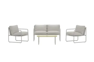 Thassos sofagruppe 2-personers sofa + 2 lænestole med bord udendørs - Beige - Havemøbler - Loungemøbler - Sofagrupper udendørs