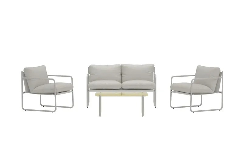 Thassos sofagruppe 2-personers sofa + 2 lænestole med bord udendørs - Beige - Have - Udendørs miljø - Altan & terrasse - Altanmøbler