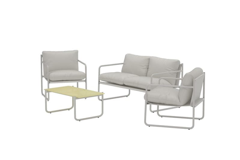 Thassos sofagruppe 2-personers sofa + 2 lænestole med bord udendørs - Beige - Have - Udendørs miljø - Altan & terrasse - Altanmøbler