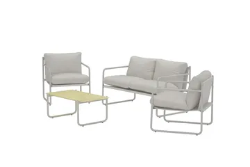 Thassos sofagruppe 2-personers sofa + 2 lænestole med bord udendørs - Beige - Havemøbler - Loungemøbler - Sofagrupper udendørs