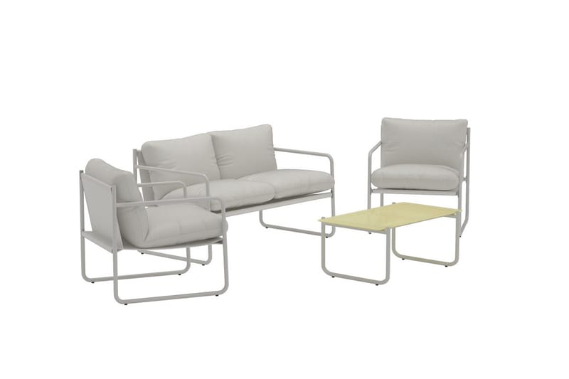 Thassos sofagruppe 2-personers sofa + 2 lænestole med bord udendørs - Beige - Have - Udendørs miljø - Altan & terrasse - Altanmøbler