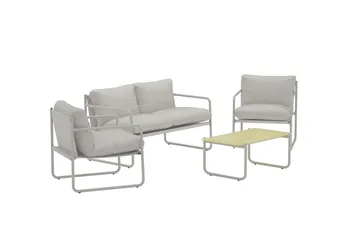 Thassos sofagruppe 2-personers sofa + 2 lænestole med bord udendørs - Beige - Havemøbler - Loungemøbler - Sofagrupper udendørs