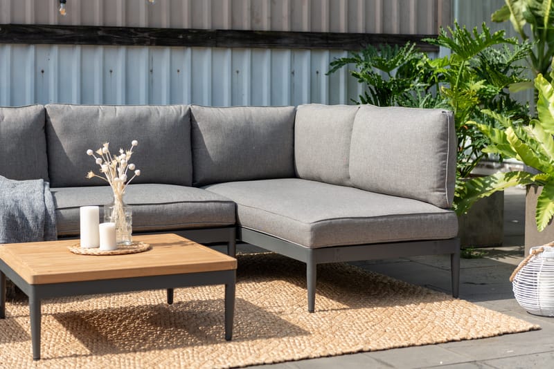 TOPAZ Loungegruppe 6-personers sofa + sofabord 73 cm - Magnesiumgrå - Have - Udendørs miljø - Altan & terrasse - Altanmøbler