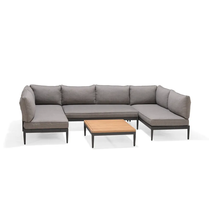 TOPAZ Loungegruppe 6-personers sofa + sofabord 73 cm, Magnesiumgrå