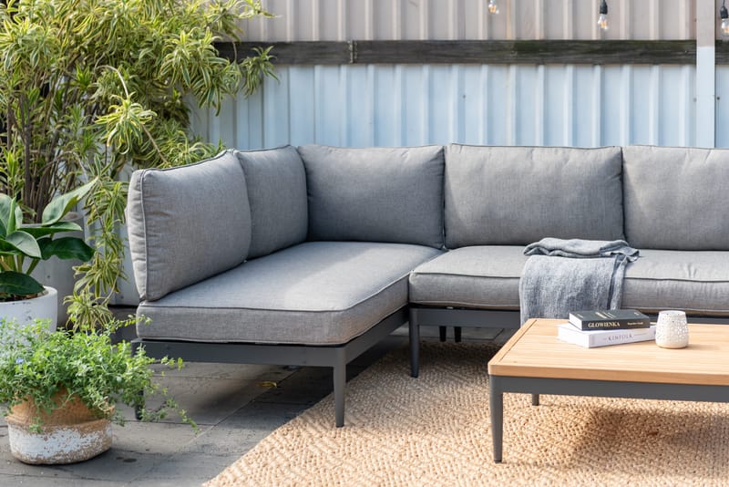 TOPAZ Loungegruppe 6-personers sofa + sofabord 73 cm - Magnesiumgrå - Have - Udendørs miljø - Altan & terrasse - Altanmøbler