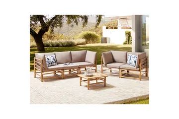 Trädgårdssoffgrupp Beliani Cerreto Beige/ljust trä Beige||Light wood - Havemøbler - Loungemøbler - Sofagrupper udendørs