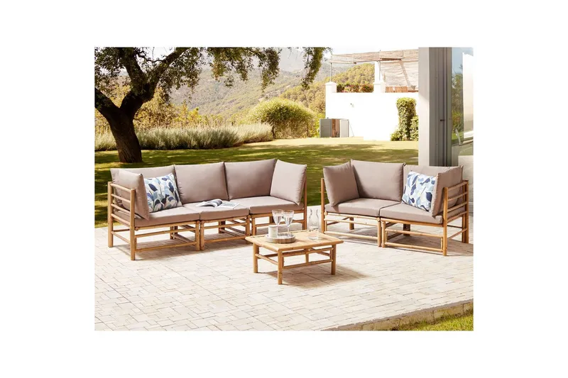 Trädgårdssoffgrupp Beliani Cerreto Beige/ljust trä Beige||Light wood - Havemøbler - Loungemøbler - Sofagrupper udendørs