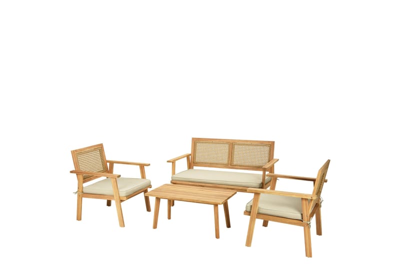 Tritante 4-personers Sofagruppe Udendørs – Loungegruppe altan terrasse udendørs, Brun