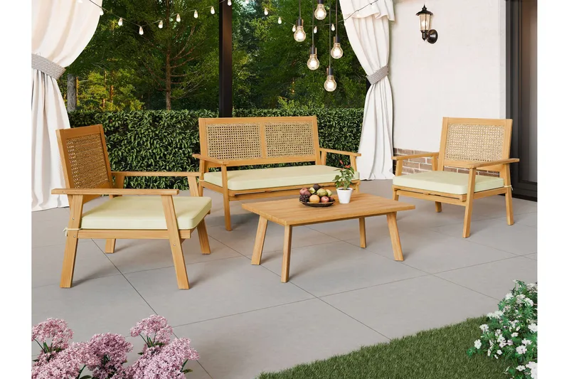 Tritante 4-personers Sofagruppe Udendørs – Loungegruppe altan terrasse udendørs - Brun - Have - Udendørs miljø - Altan & terrasse - Altanmøbler