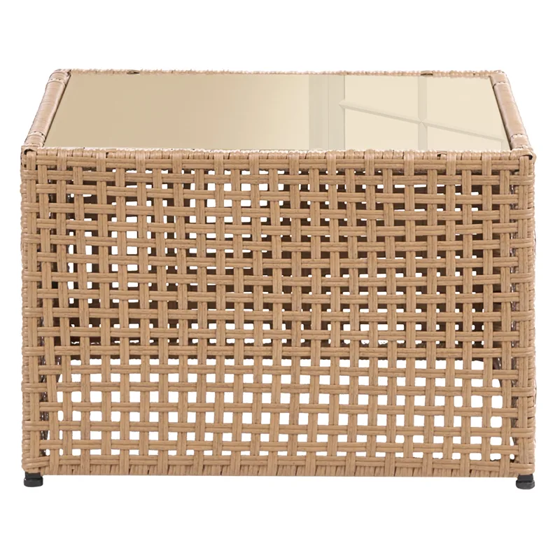 U-formet sofa udendørs 6-personers Omegana modulær kunstflet - Beige/Sort - Have - Udendørs miljø - Altan & terrasse - Altanmøbler