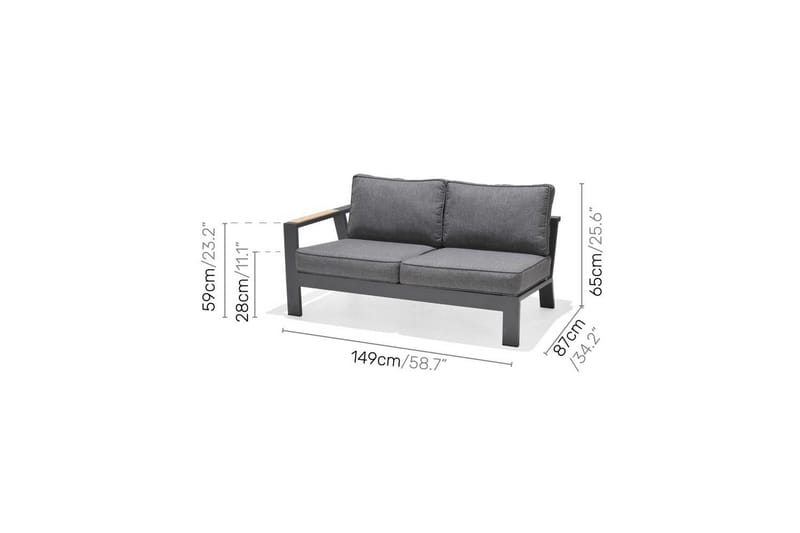Udendørs møbelgruppe Lifestyle Garden PALAU 2-sæders højre & venstre + 2x hjørnesofa stol + 2x sidestol + sofabord 100 cm - Have - Udendørs miljø - Altan & terrasse - Altanmøbler
