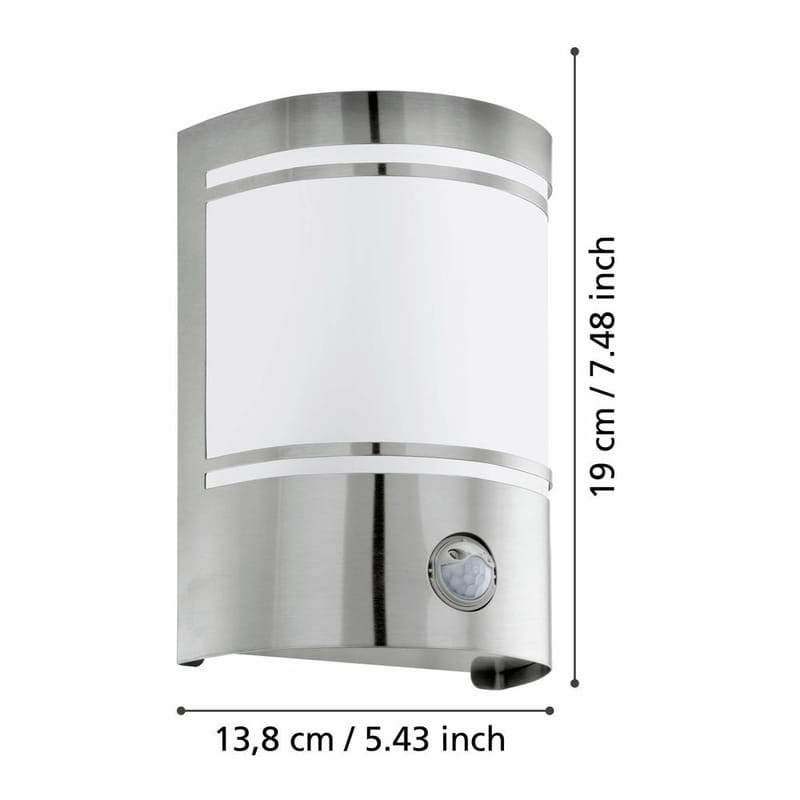 Udvendig væglampe Cerno med sensor - Rustfrit Stål - Have - Udendørs miljø - Entré - Entrébelysning
