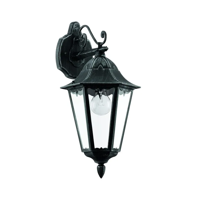 Udvendig væglampe Navedo Nedadrettet, Sort/Sølvpatina