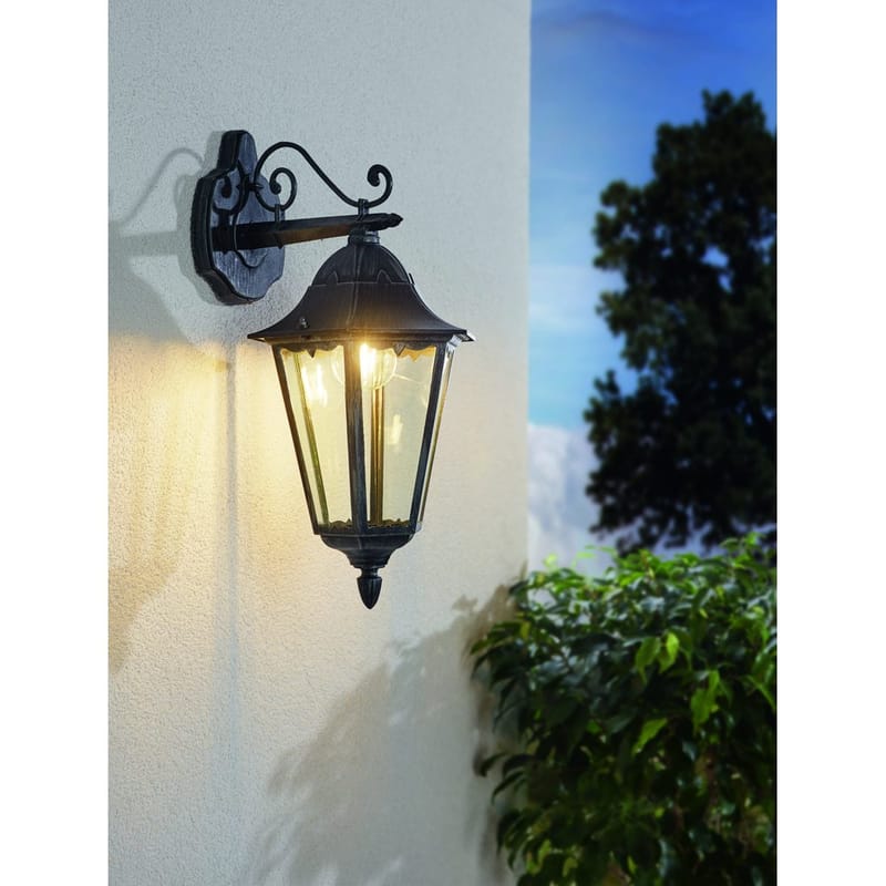 Udvendig væglampe Navedo Nedadrettet - Sort/Sølvpatina - Have - Udendørs miljø - Altan & terrasse - Altanbelysning