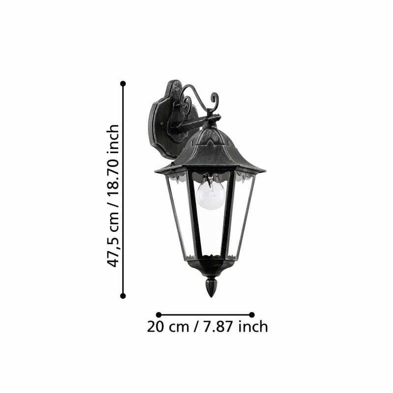 Udvendig væglampe Navedo Nedadrettet - Sort/Sølvpatina - Have - Udendørs miljø - Altan & terrasse - Altanbelysning