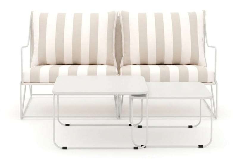 Usteryd 2-personers loungesofa med indskudsborde - Beige/Stribet - Havemøbler - Loungemøbler - Sofagrupper udendørs