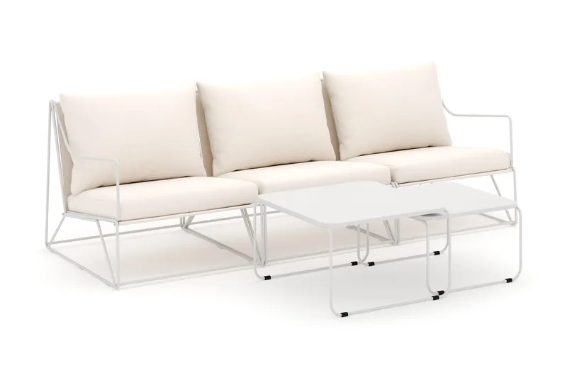 Usteryd 3-personers loungesofa med indskudsborde, Beige