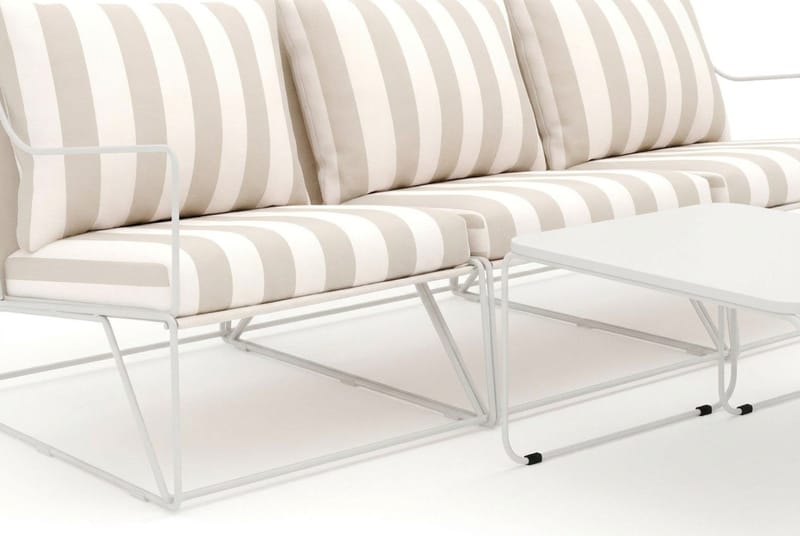 Usteryd 3-personers loungesofa med indskudsborde - Beige/Stribet - Havemøbler - Loungemøbler - Sofagrupper udendørs
